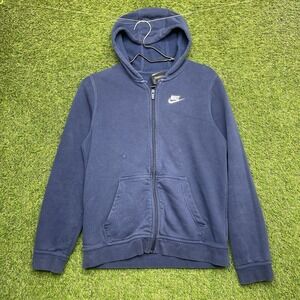 Nike Hoodie Kids XL Zip Up Sweatshirt Y2K Sportswear Baggy Swoosh Boxy 90s